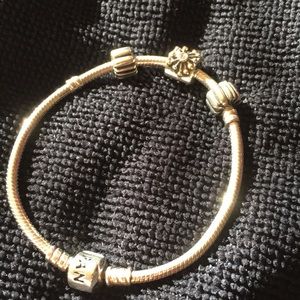 Pandora 925 bracelet w 3 charms 925 14k starburst